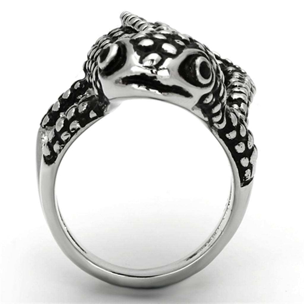 TK933 - High polished (no plating) Stainless Steel Ring with Top Grade Crystal in Jet - Alamode - Flyclothing LLC