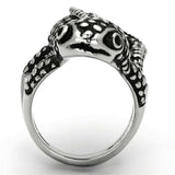 TK933 - High polished (no plating) Stainless Steel Ring with Top Grade Crystal in Jet - Alamode - Flyclothing LLC