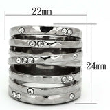 TK937 - High polished (no plating) Stainless Steel Ring with Top Grade Crystal in Clear - Alamode - Flyclothing LLC