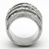 TK937 - High polished (no plating) Stainless Steel Ring with Top Grade Crystal in Clear - Alamode - Flyclothing LLC