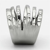 TK937 - High polished (no plating) Stainless Steel Ring with Top Grade Crystal in Clear - Alamode - Flyclothing LLC