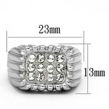 TK940 - High polished (no plating) Stainless Steel Ring with Top Grade Crystal in Clear - Alamode - Flyclothing LLC