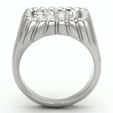TK940 - High polished (no plating) Stainless Steel Ring with Top Grade Crystal in Clear - Alamode - Flyclothing LLC