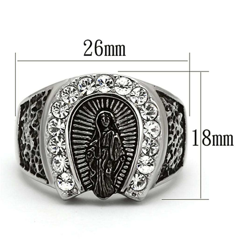 TK942 - High polished (no plating) Stainless Steel Ring with Top Grade Crystal in Clear - Alamode - Flyclothing LLC