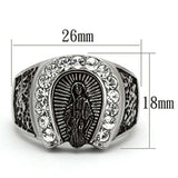 TK942 - High polished (no plating) Stainless Steel Ring with Top Grade Crystal in Clear - Alamode - Flyclothing LLC