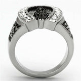 TK942 - High polished (no plating) Stainless Steel Ring with Top Grade Crystal in Clear - Alamode - Flyclothing LLC