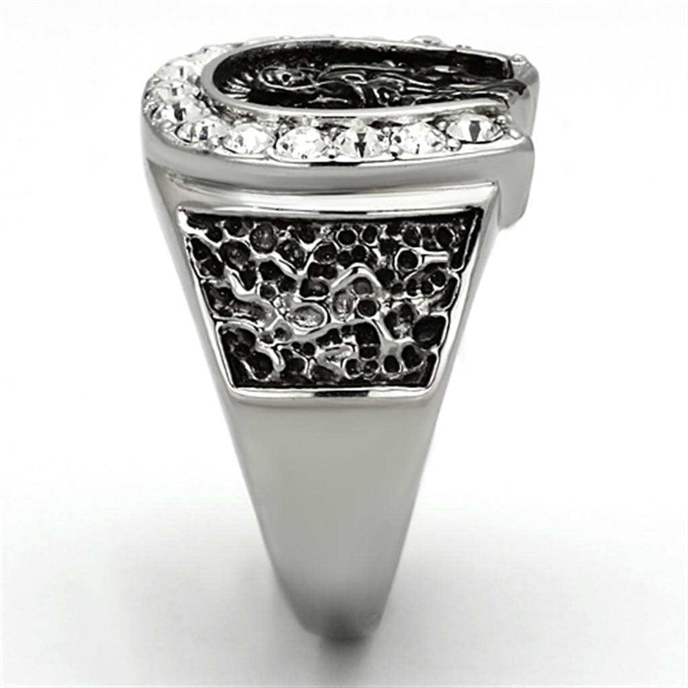 TK942 - High polished (no plating) Stainless Steel Ring with Top Grade Crystal in Clear - Alamode - Flyclothing LLC