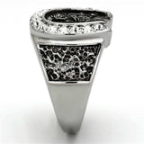 TK942 - High polished (no plating) Stainless Steel Ring with Top Grade Crystal in Clear - Alamode - Flyclothing LLC
