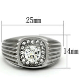 TK943 - High polished (no plating) Stainless Steel Ring with AAA Grade CZ in Clear - Alamode - Flyclothing LLC