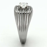 TK943 - High polished (no plating) Stainless Steel Ring with AAA Grade CZ in Clear - Alamode - Flyclothing LLC
