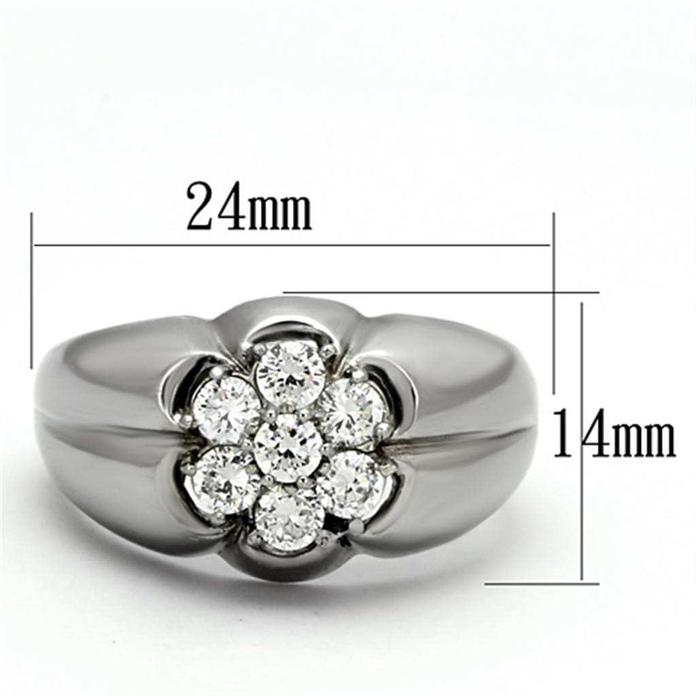 TK944 - High polished (no plating) Stainless Steel Ring with AAA Grade CZ in Clear - Alamode - Flyclothing LLC