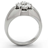 TK944 - High polished (no plating) Stainless Steel Ring with AAA Grade CZ in Clear - Alamode - Flyclothing LLC