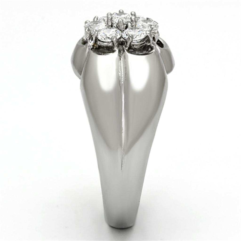 TK944 - High polished (no plating) Stainless Steel Ring with AAA Grade CZ in Clear - Alamode - Flyclothing LLC