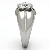 TK944 - High polished (no plating) Stainless Steel Ring with AAA Grade CZ in Clear - Alamode - Flyclothing LLC