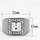 TK945 - High polished (no plating) Stainless Steel Ring with Top Grade Crystal in Clear - Alamode - Flyclothing LLC