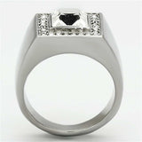 TK945 - High polished (no plating) Stainless Steel Ring with Top Grade Crystal in Clear - Alamode - Flyclothing LLC