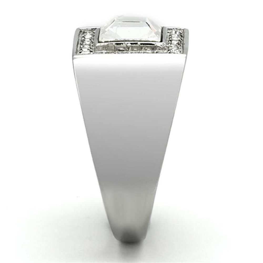 TK945 - High polished (no plating) Stainless Steel Ring with Top Grade Crystal in Clear - Alamode - Flyclothing LLC