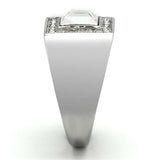 TK945 - High polished (no plating) Stainless Steel Ring with Top Grade Crystal in Clear - Alamode - Flyclothing LLC