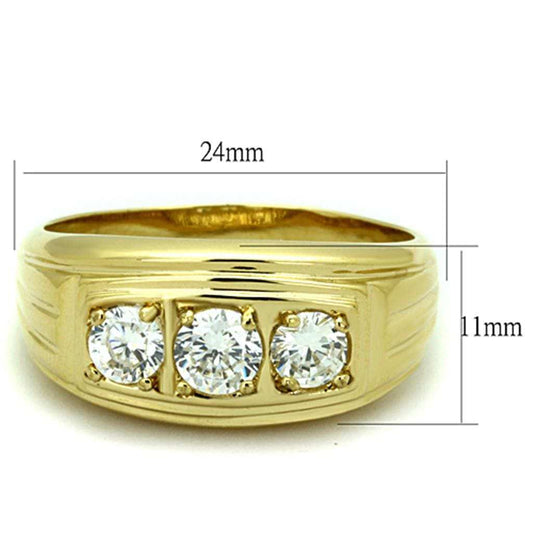 TK946G - IP Gold(Ion Plating) Stainless Steel Ring with AAA Grade CZ in Clear - Alamode - Flyclothing LLC