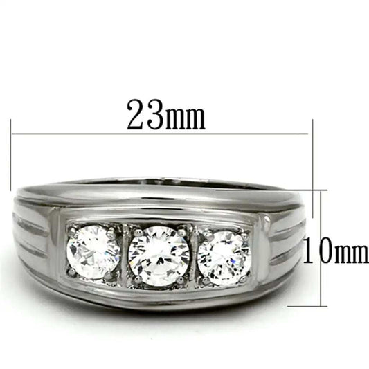 TK946 - High polished (no plating) Stainless Steel Ring with AAA Grade CZ in Clear - Alamode - Flyclothing LLC