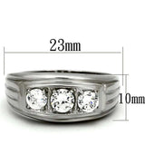 TK946 - High polished (no plating) Stainless Steel Ring with AAA Grade CZ in Clear - Alamode - Flyclothing LLC