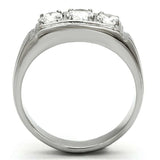 TK946 - High polished (no plating) Stainless Steel Ring with AAA Grade CZ in Clear - Alamode - Flyclothing LLC