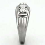 TK946 - High polished (no plating) Stainless Steel Ring with AAA Grade CZ in Clear - Alamode - Flyclothing LLC
