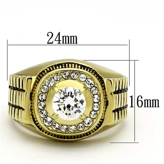 TK948G - IP Gold(Ion Plating) Stainless Steel Ring with AAA Grade CZ in Clear - Alamode - Flyclothing LLC