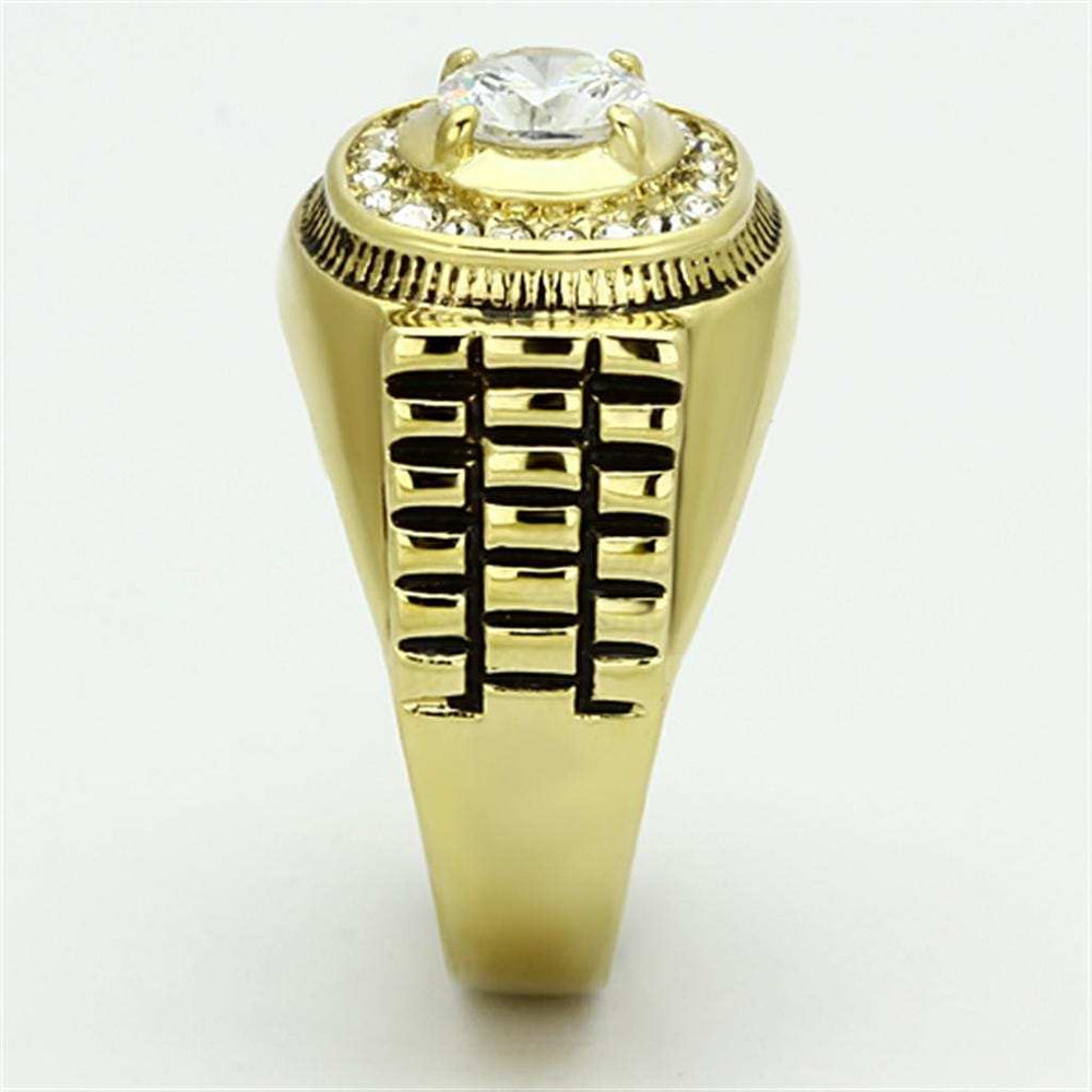 TK948G - IP Gold(Ion Plating) Stainless Steel Ring with AAA Grade CZ in Clear - Alamode - Flyclothing LLC