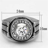 TK948 - High polished (no plating) Stainless Steel Ring with AAA Grade CZ in Clear - Alamode - Flyclothing LLC