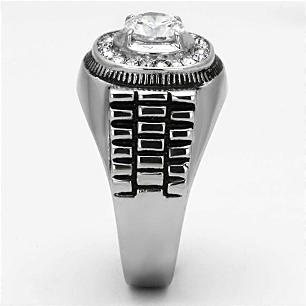 TK948 - High polished (no plating) Stainless Steel Ring with AAA Grade CZ in Clear - Alamode - Flyclothing LLC