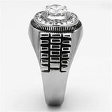 TK948 - High polished (no plating) Stainless Steel Ring with AAA Grade CZ in Clear - Alamode - Flyclothing LLC