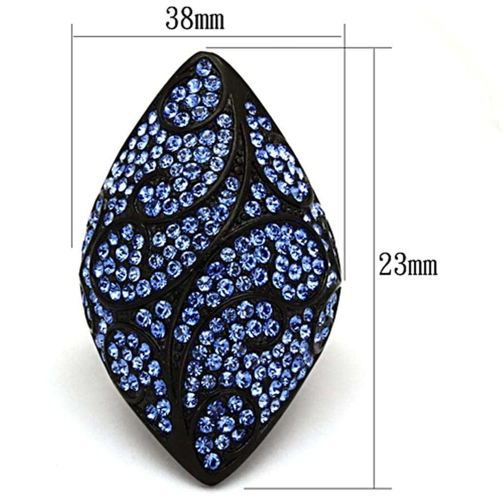 TK949 - IP Black(Ion Plating) Stainless Steel Ring with Top Grade Crystal in Sapphire - Alamode - Flyclothing LLC