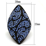 TK949 - IP Black(Ion Plating) Stainless Steel Ring with Top Grade Crystal in Sapphire - Alamode - Flyclothing LLC