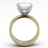TK963 - Three Tone (IP Gold & IP Rose Gold & High Polished) Stainless Steel Ring with AAA Grade CZ in Clear - Alamode - Flyclothing LLC