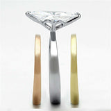 TK964 - Three Tone IP(IP Gold & IP Rose Gold & High Polished) Stainless Steel Ring with AAA Grade CZ in Clear - Alamode - Flyclothing LLC