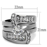 TK976 - High polished (no plating) Stainless Steel Ring with AAA Grade CZ in Clear - Alamode - Flyclothing LLC