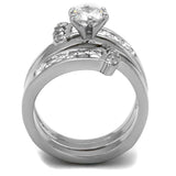 TK976 - High polished (no plating) Stainless Steel Ring with AAA Grade CZ in Clear - Alamode - Flyclothing LLC