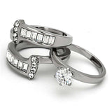 TK976 - High polished (no plating) Stainless Steel Ring with AAA Grade CZ in Clear - Alamode - Flyclothing LLC