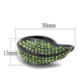 TK985LJ - IP Light Black (IP Gun) Stainless Steel Ring with Top Grade Crystal in Peridot - Alamode - Flyclothing LLC