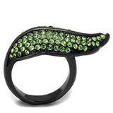 TK985LJ - IP Light Black (IP Gun) Stainless Steel Ring with Top Grade Crystal in Peridot - Alamode - Flyclothing LLC