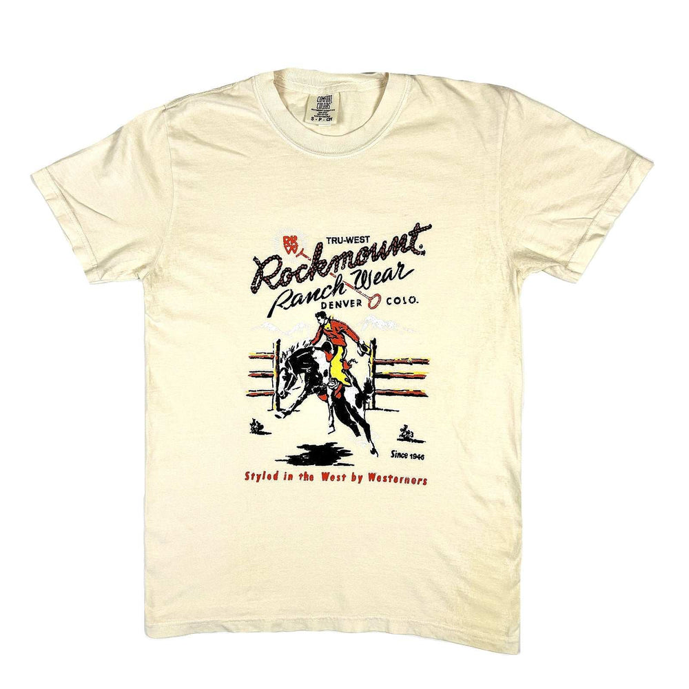 Rockmount Ranch Ware Men's Cream Rockmount Bronc 100% Cotton Western T-Shirt - Rockmount Clothing - Flyclothing LLC