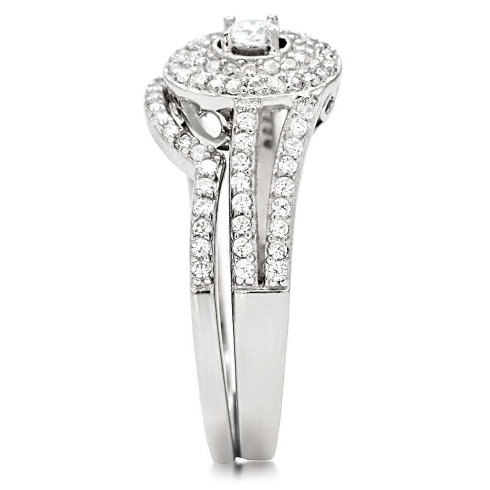 TS001 - Rhodium 925 Sterling Silver Ring with AAA Grade CZ in Clear - Alamode - Flyclothing LLC