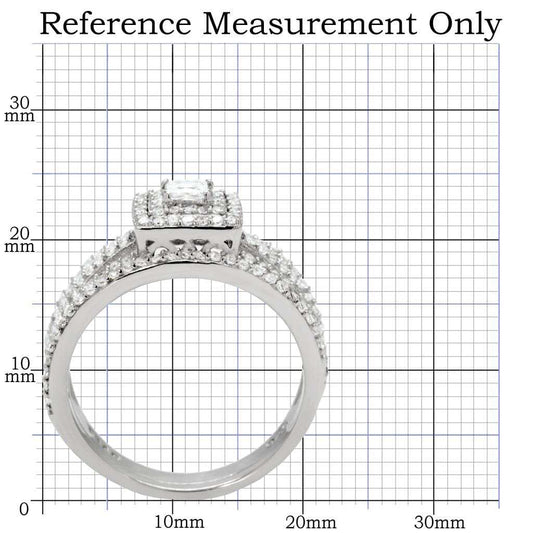 TS003 - Rhodium 925 Sterling Silver Ring with AAA Grade CZ in Clear - Alamode - Flyclothing LLC