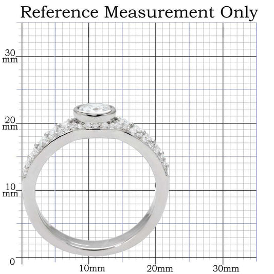 TS005 - Rhodium 925 Sterling Silver Ring with AAA Grade CZ in Clear - Alamode - Flyclothing LLC