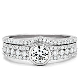 TS005 - Rhodium 925 Sterling Silver Ring with AAA Grade CZ in Clear - Alamode - Flyclothing LLC