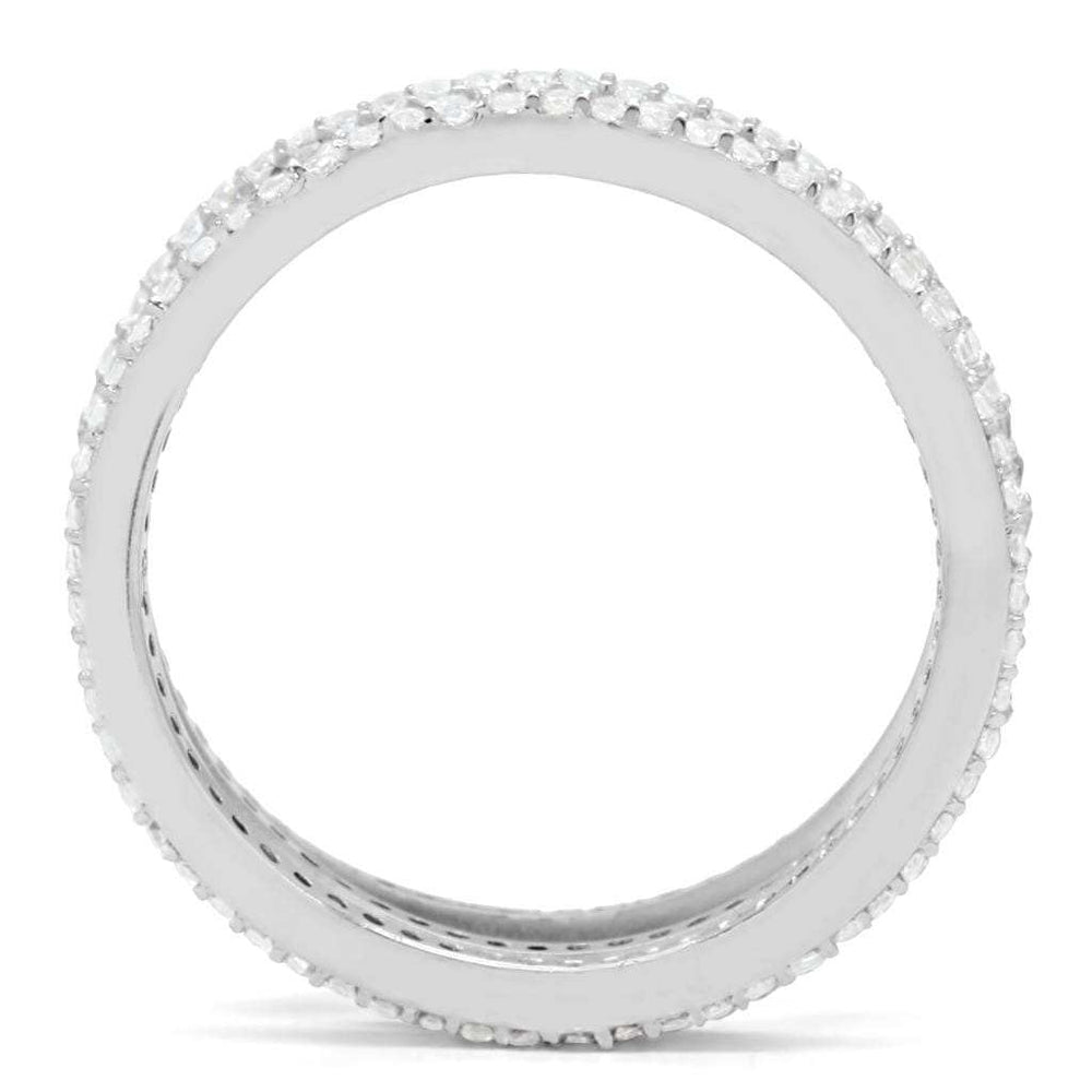TS006 - Rhodium 925 Sterling Silver Ring with AAA Grade CZ in Clear - Alamode - Flyclothing LLC