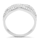 TS008 - Rhodium 925 Sterling Silver Ring with AAA Grade CZ in Clear - Alamode - Flyclothing LLC