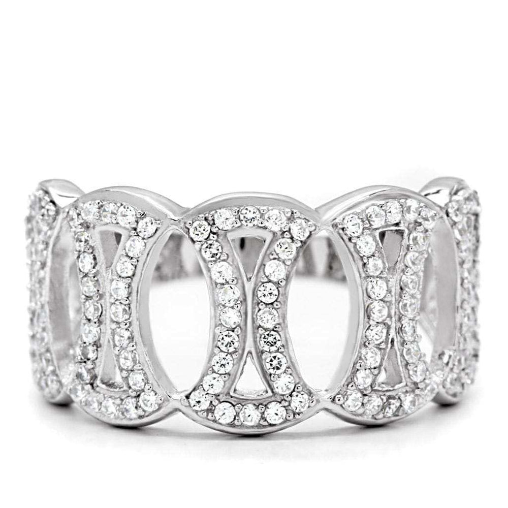 TS009 - Rhodium 925 Sterling Silver Ring with AAA Grade CZ in Clear - Alamode - Flyclothing LLC
