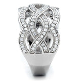 TS010 - Rhodium 925 Sterling Silver Ring with AAA Grade CZ in Clear - Alamode - Flyclothing LLC